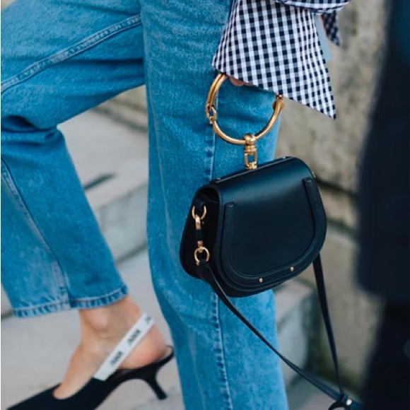 Chloe Handbags - Authentic Chloé small Nile bracelet bag in black calfskin leather